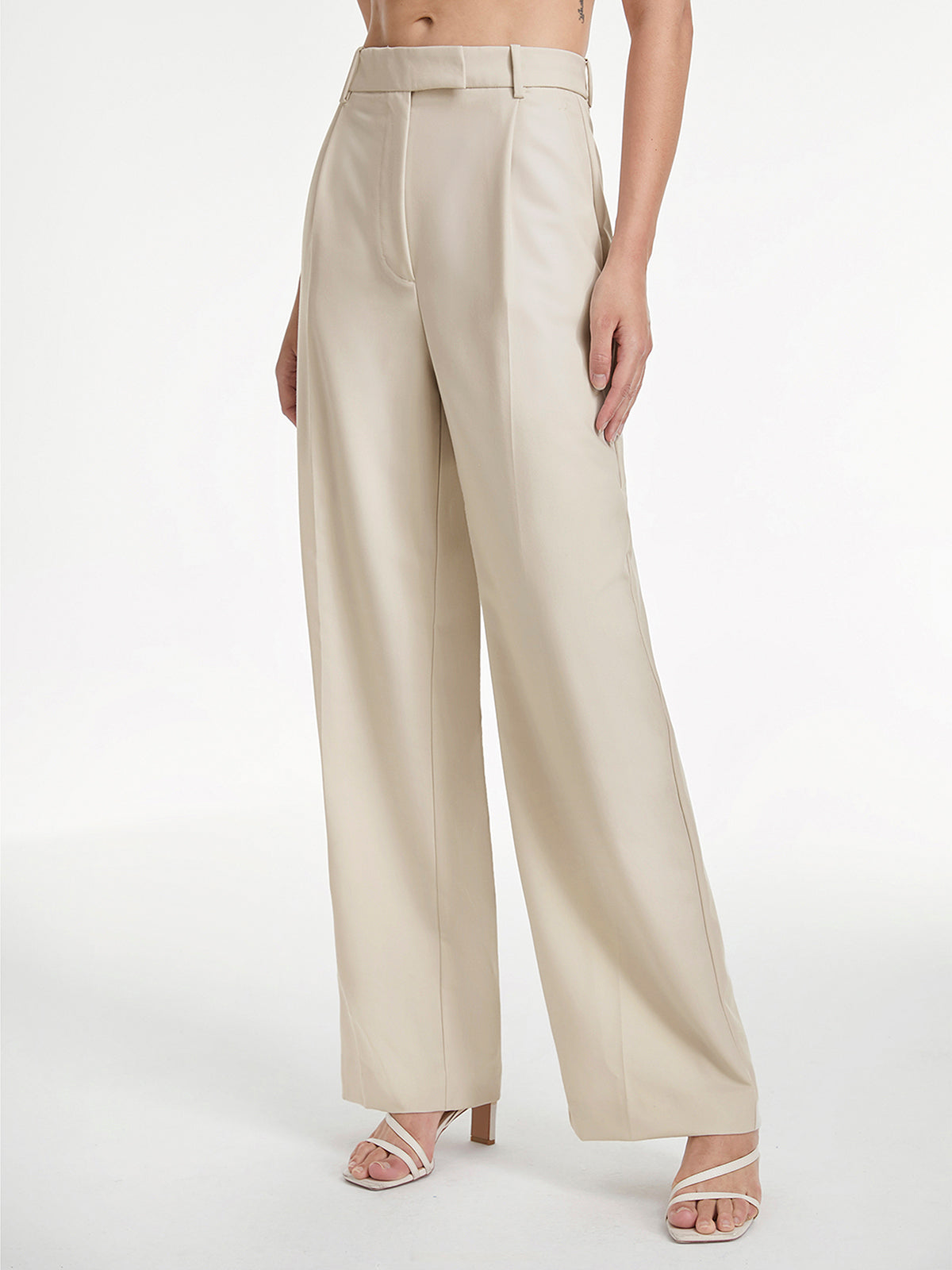 Hoge Taille Wide Leg Dress Broek met Relaxte Pasvorm