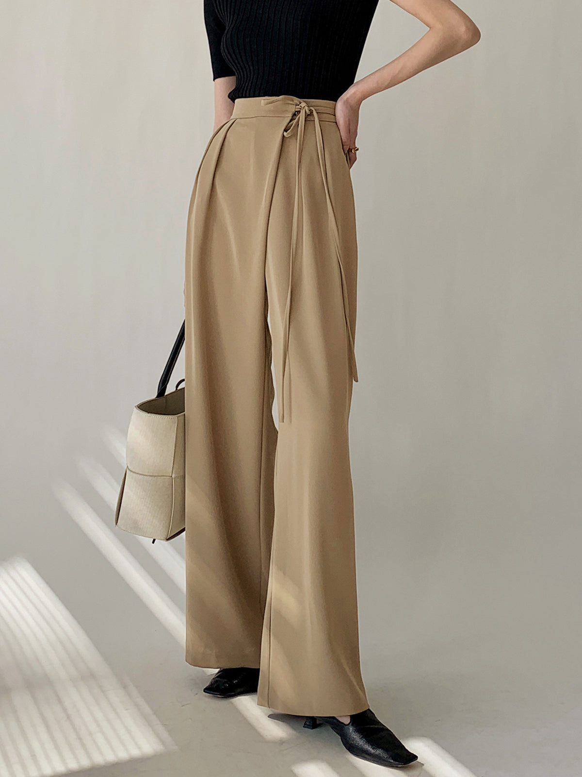Flowy Wide Leg Dress Broek met Strikceintuur