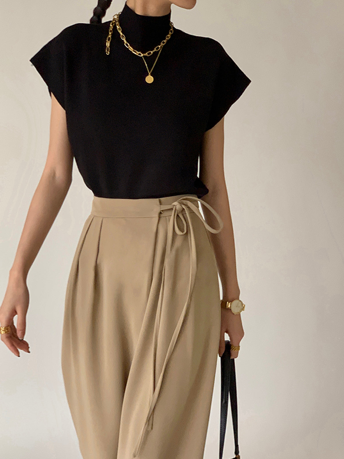 Flowy Wide Leg Dress Broek met Strikceintuur
