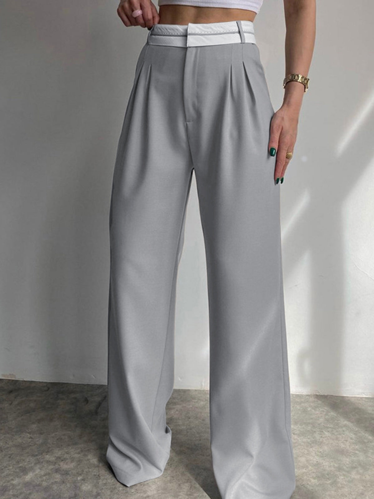 Highway Reverse Waistband Wide Leg Dress Broek