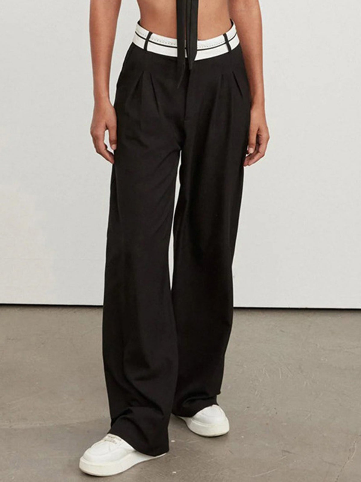 Highway Reverse Waistband Wide Leg Dress Broek