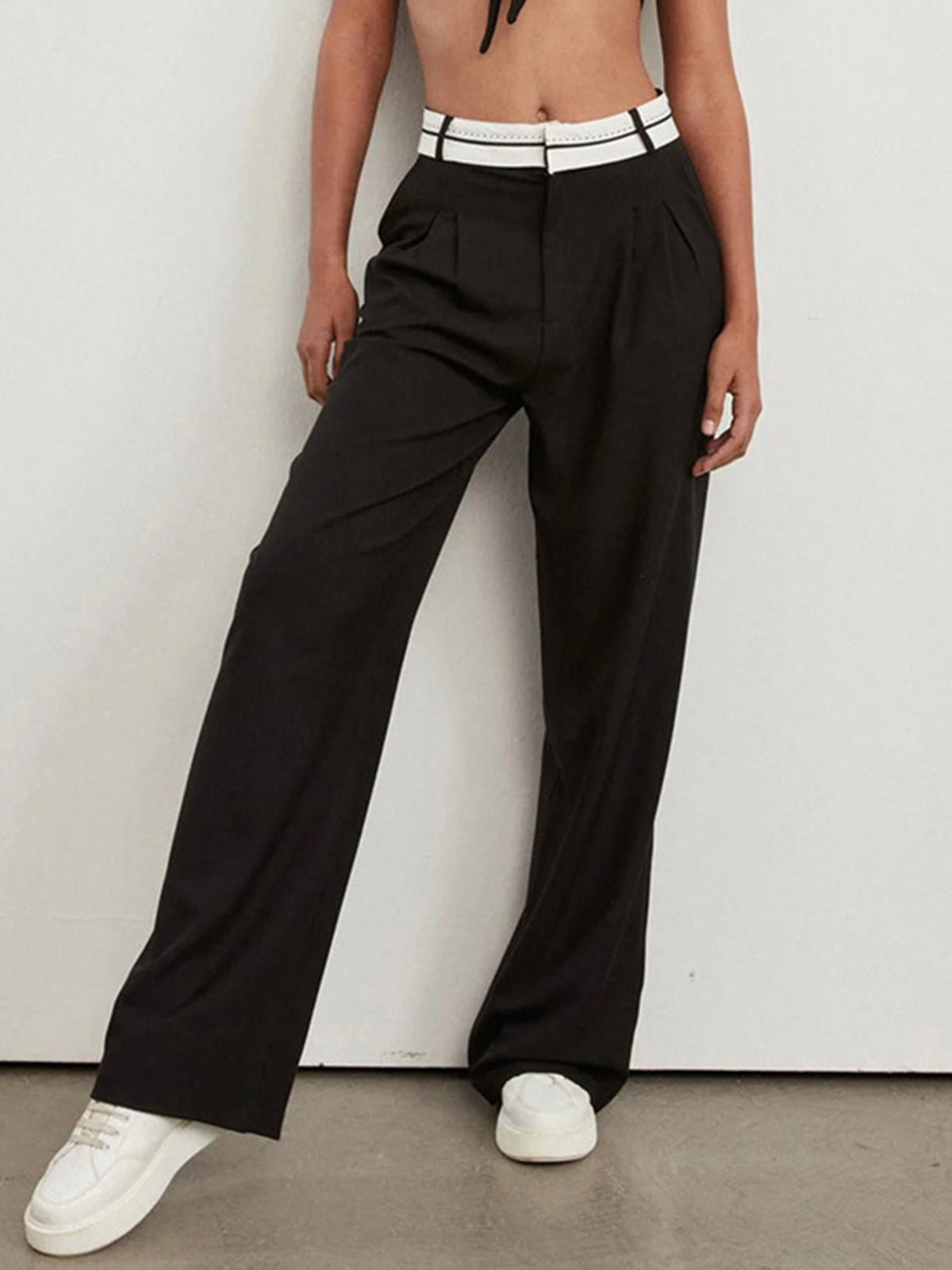 Highway Reverse Waistband Wide Leg Dress Broek
