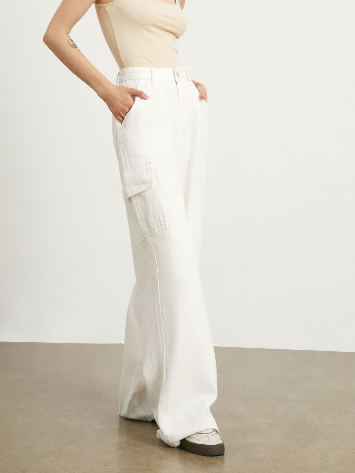 Minimalistische Witte Denim Wide Leg Jeans
