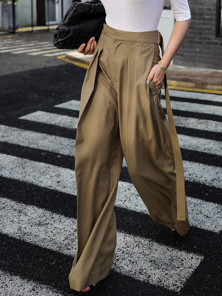 Oversized Wide Leg Dress Broek met Striksluiting