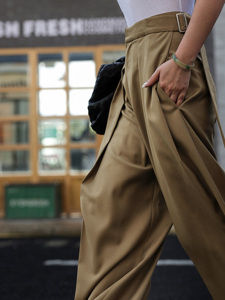Oversized Wide Leg Dress Broek met Striksluiting