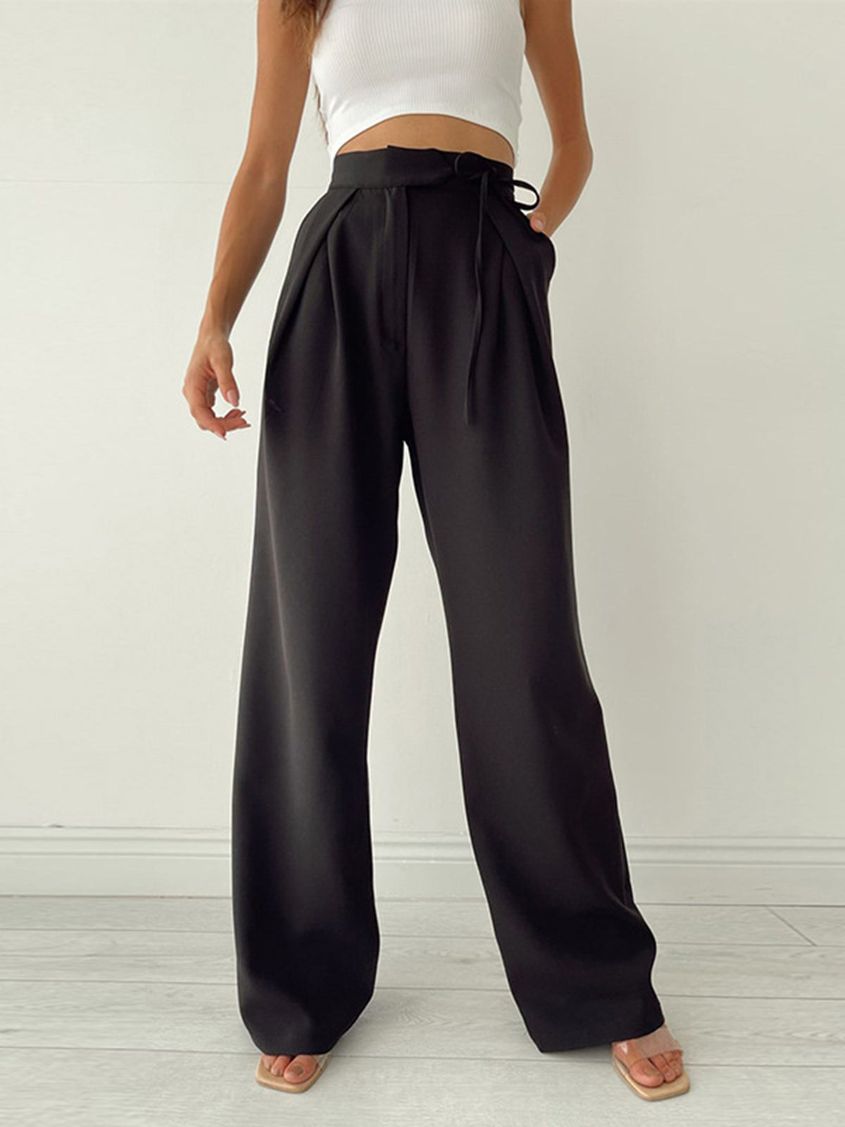 Palazzo Wide Leg Dress Broek met Striksluiting