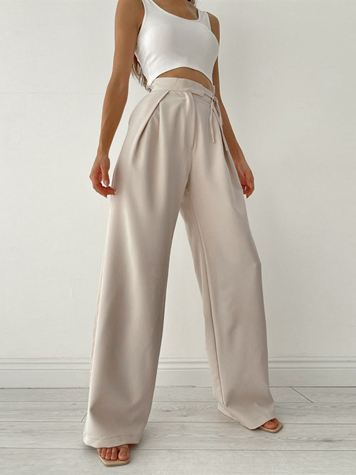 Palazzo Wide Leg Dress Broek met Striksluiting