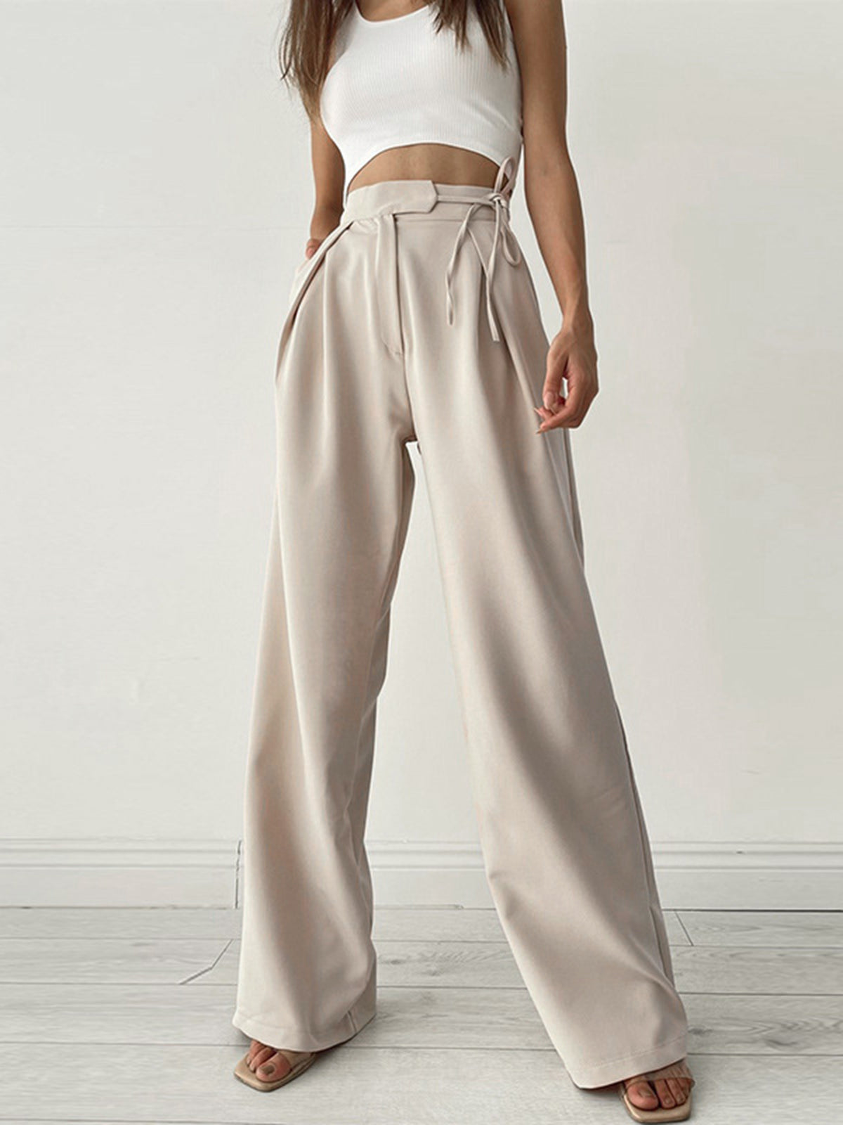 Palazzo Wide Leg Dress Broek met Striksluiting