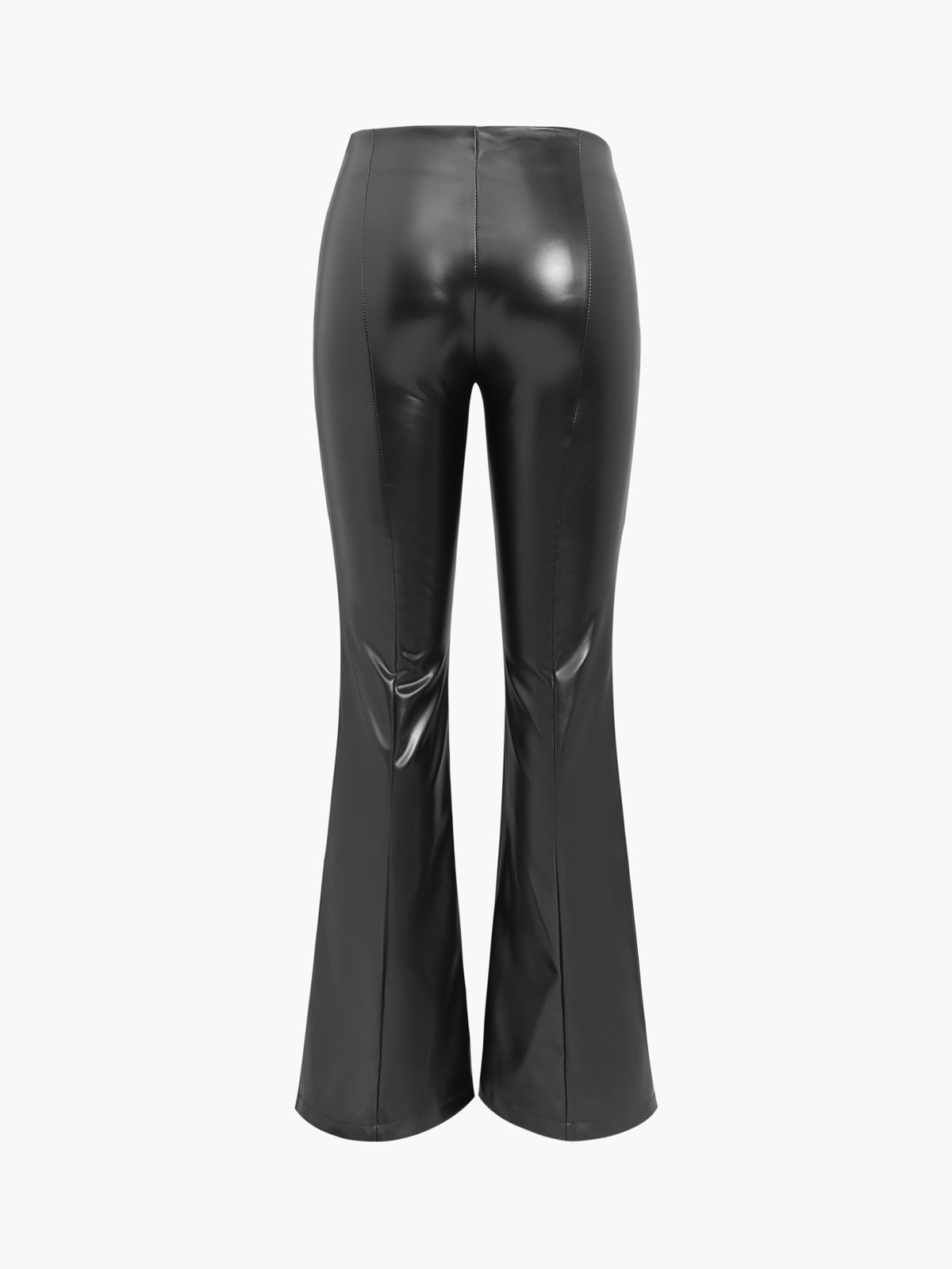 Flared Broek van Imitatieleer met Ritsen