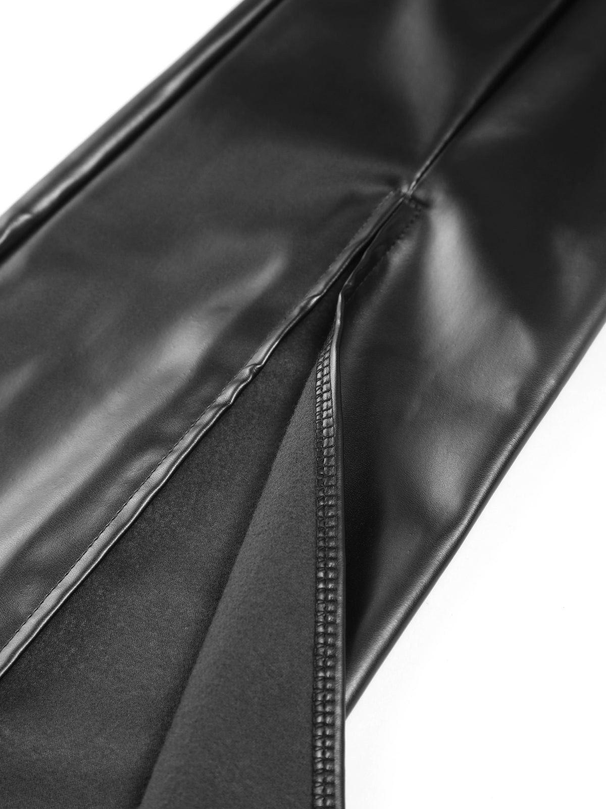 Flared Broek van Imitatieleer met Ritsen