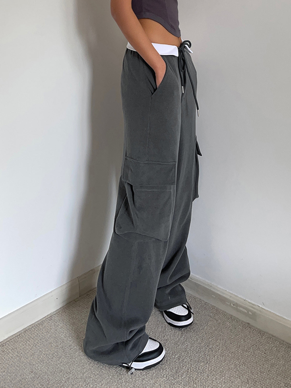 Cargo Sweatpants met Contrasterende Tailleband
