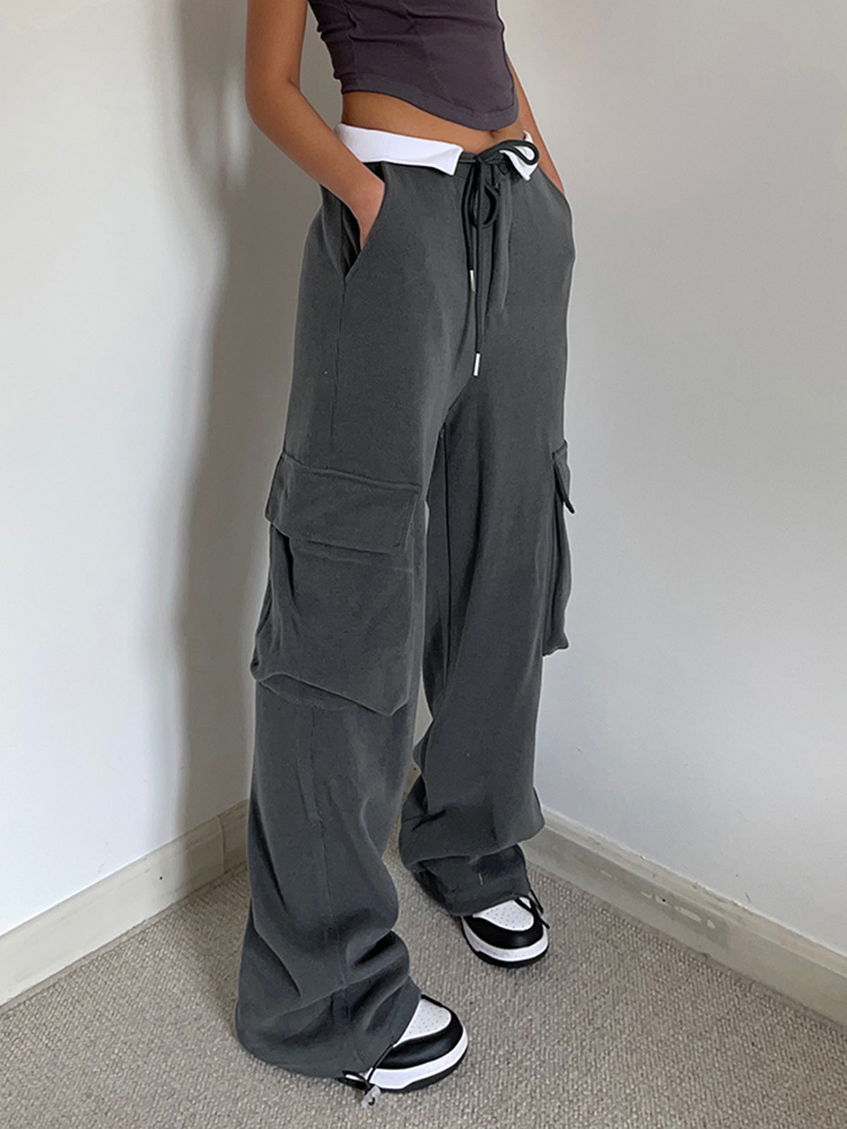 Cargo Sweatpants met Contrasterende Tailleband