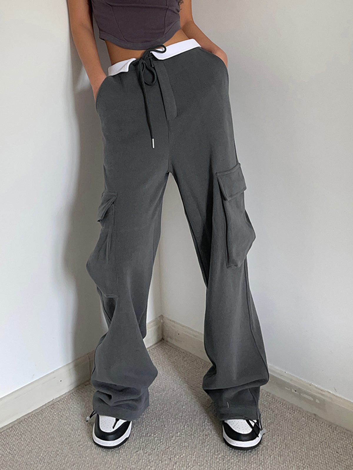 Cargo Sweatpants met Contrasterende Tailleband