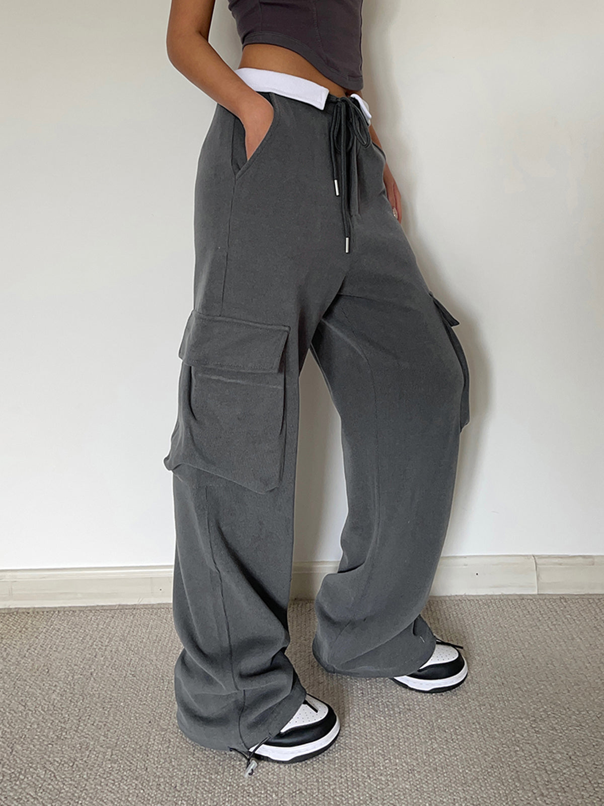 Cargo Sweatpants met Contrasterende Tailleband