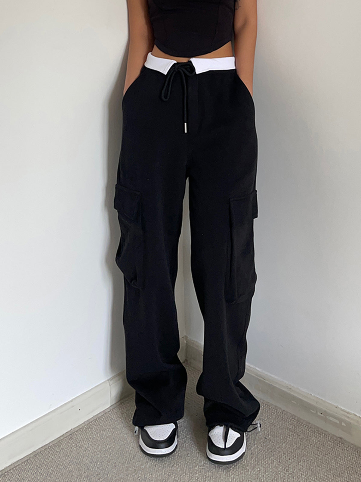 Cargo Sweatpants met Contrasterende Tailleband