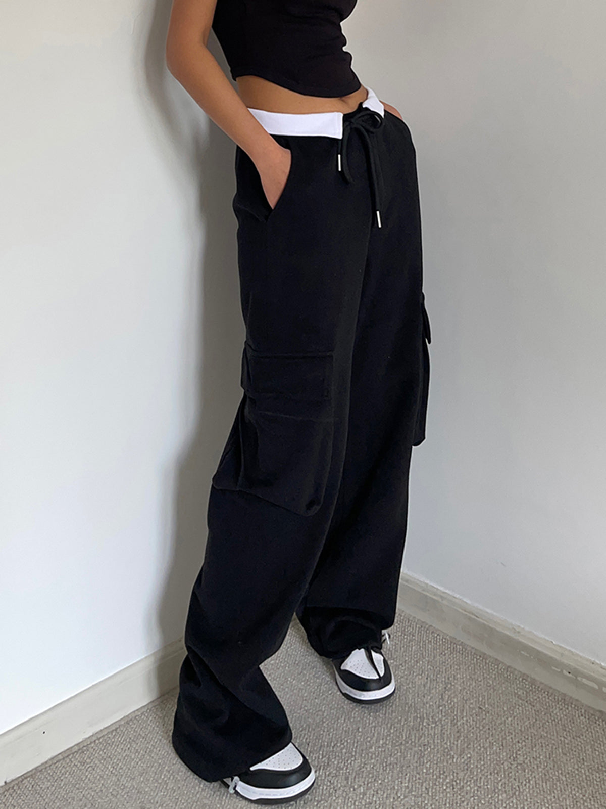 Cargo Sweatpants met Contrasterende Tailleband