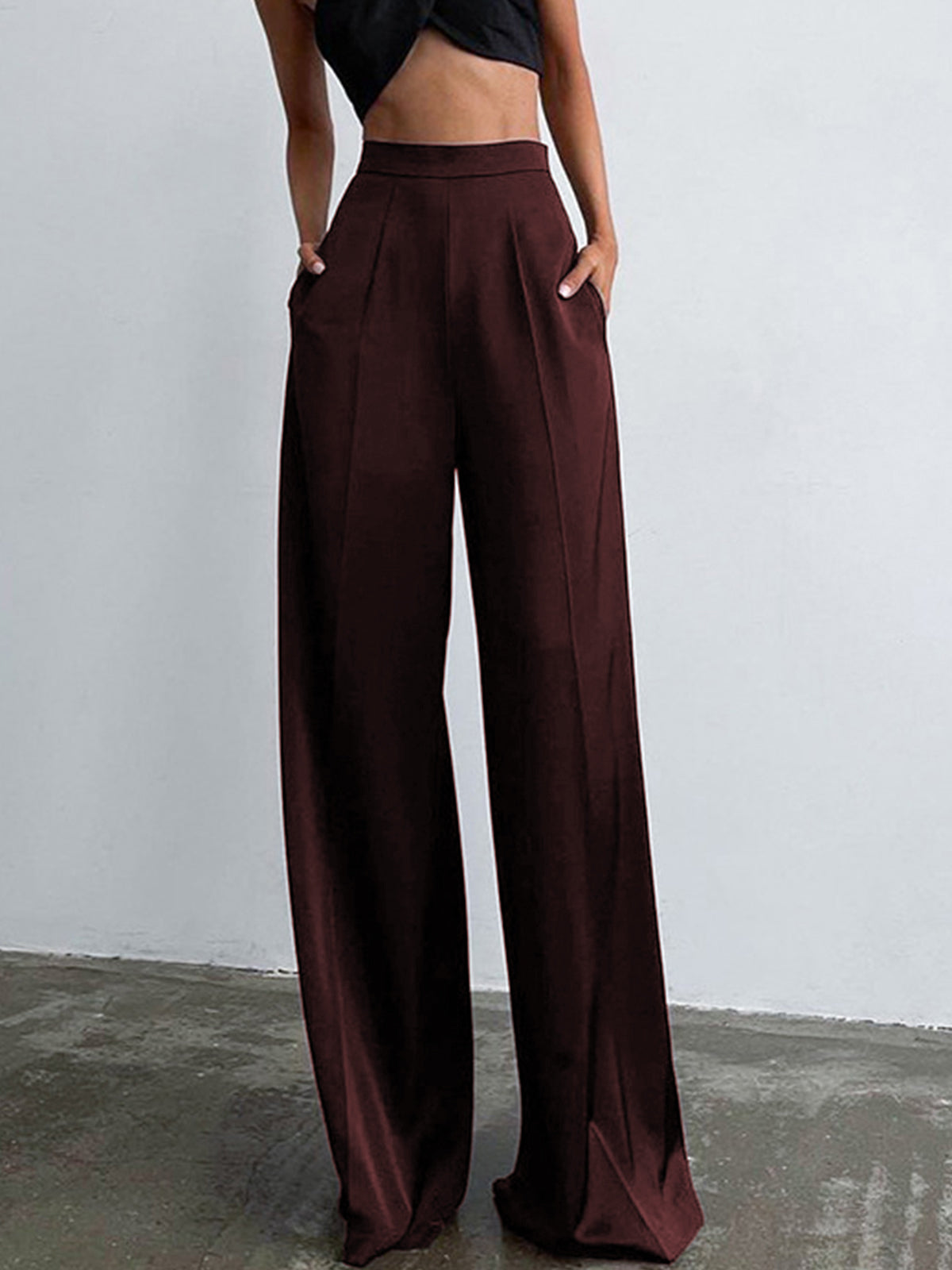 Oversized Satijnen Wide Leg Dress Broek