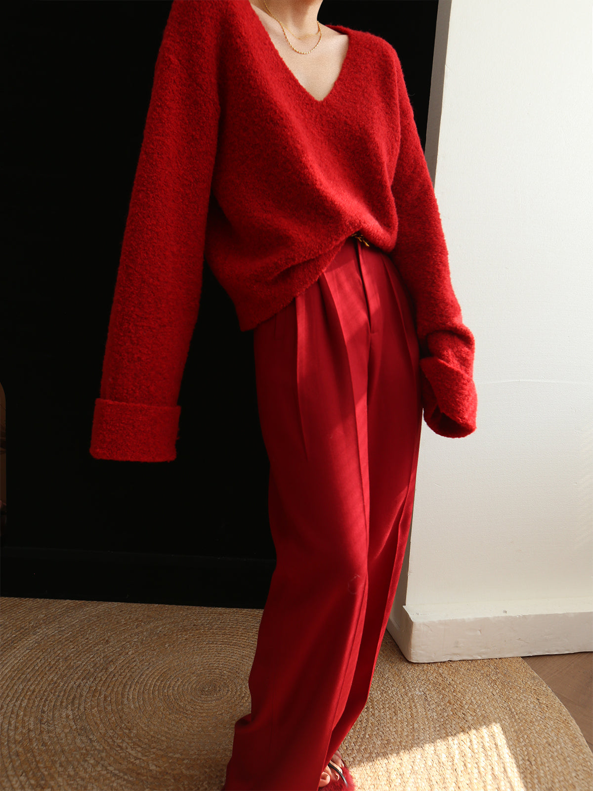 Mid Waist Geplooide Tapered Broek
