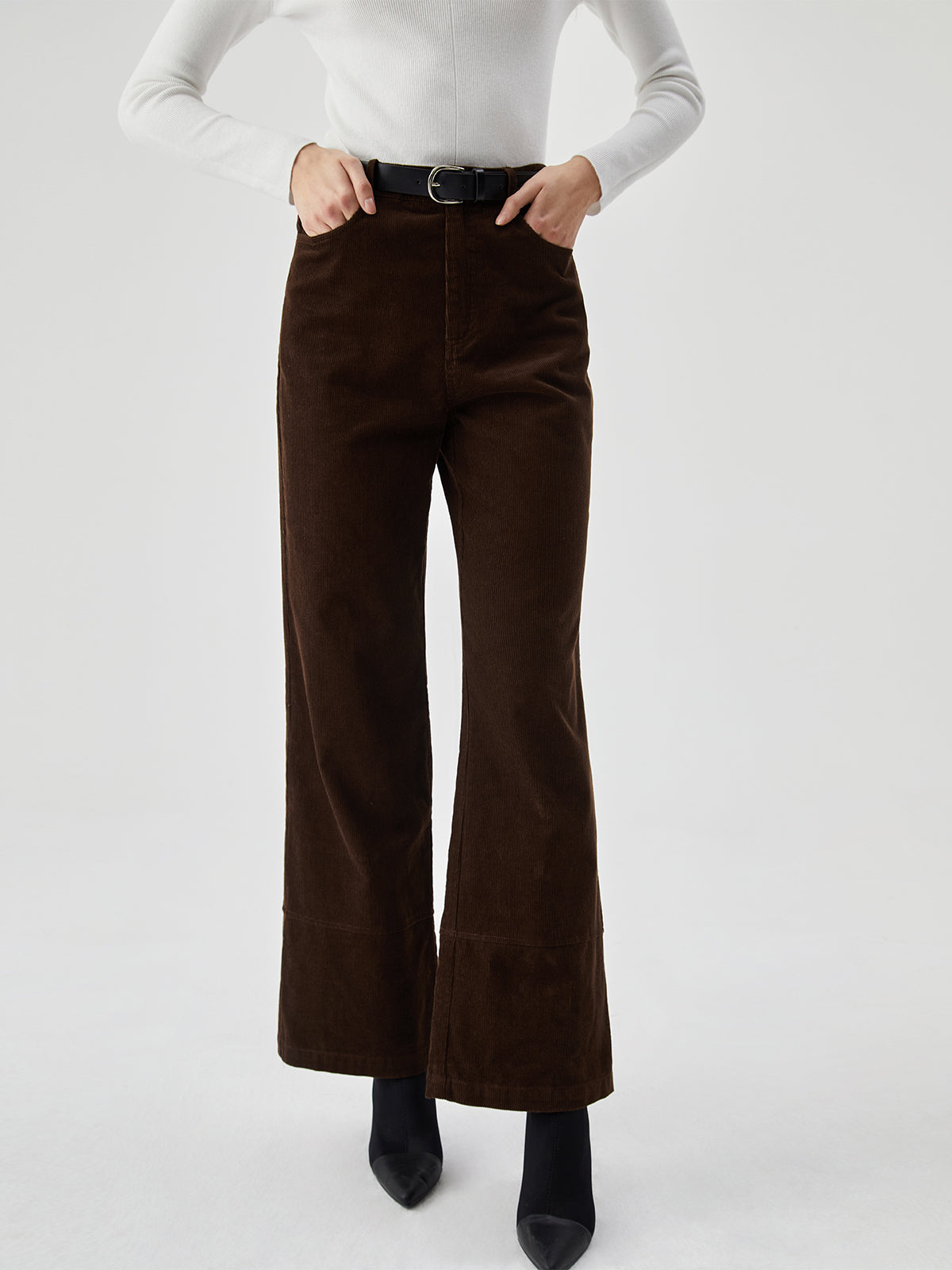 Corduroy Wide Leg Broek met Zakken