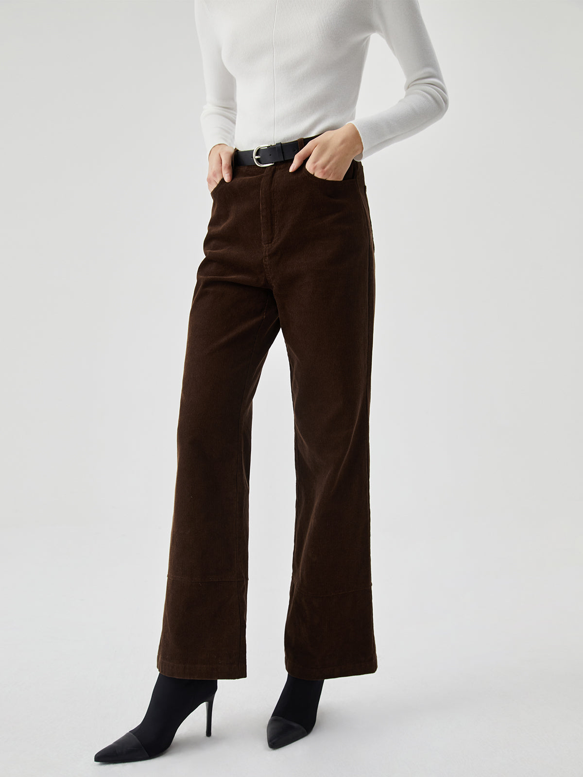 Corduroy Wide Leg Broek met Zakken