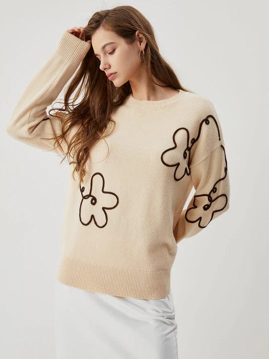 Gebreide trui met Bloemenprint