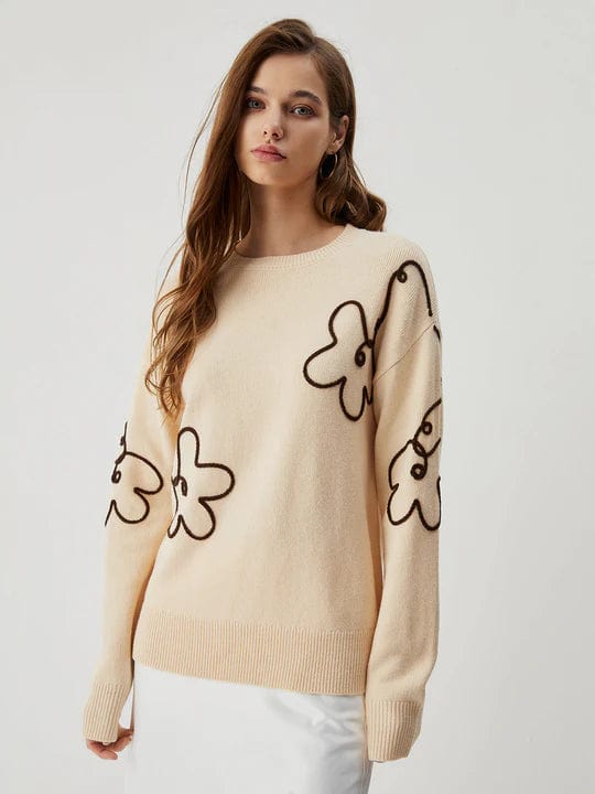 Gebreide trui met Bloemenprint