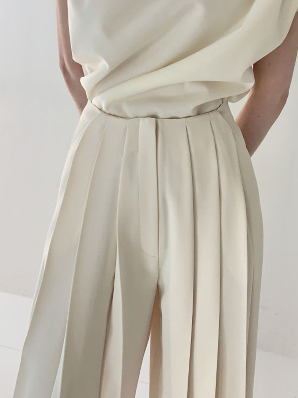 Geplooide Hoge Taille Wide Leg Broek