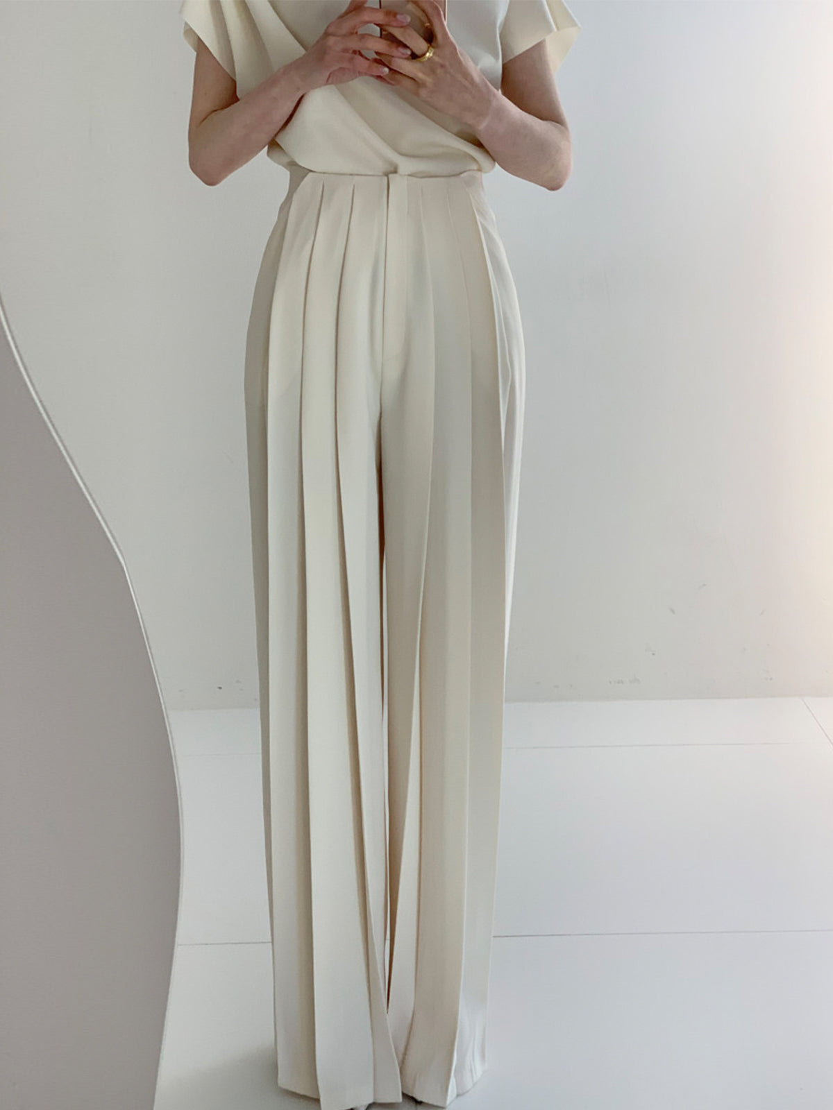 Geplooide Hoge Taille Wide Leg Broek