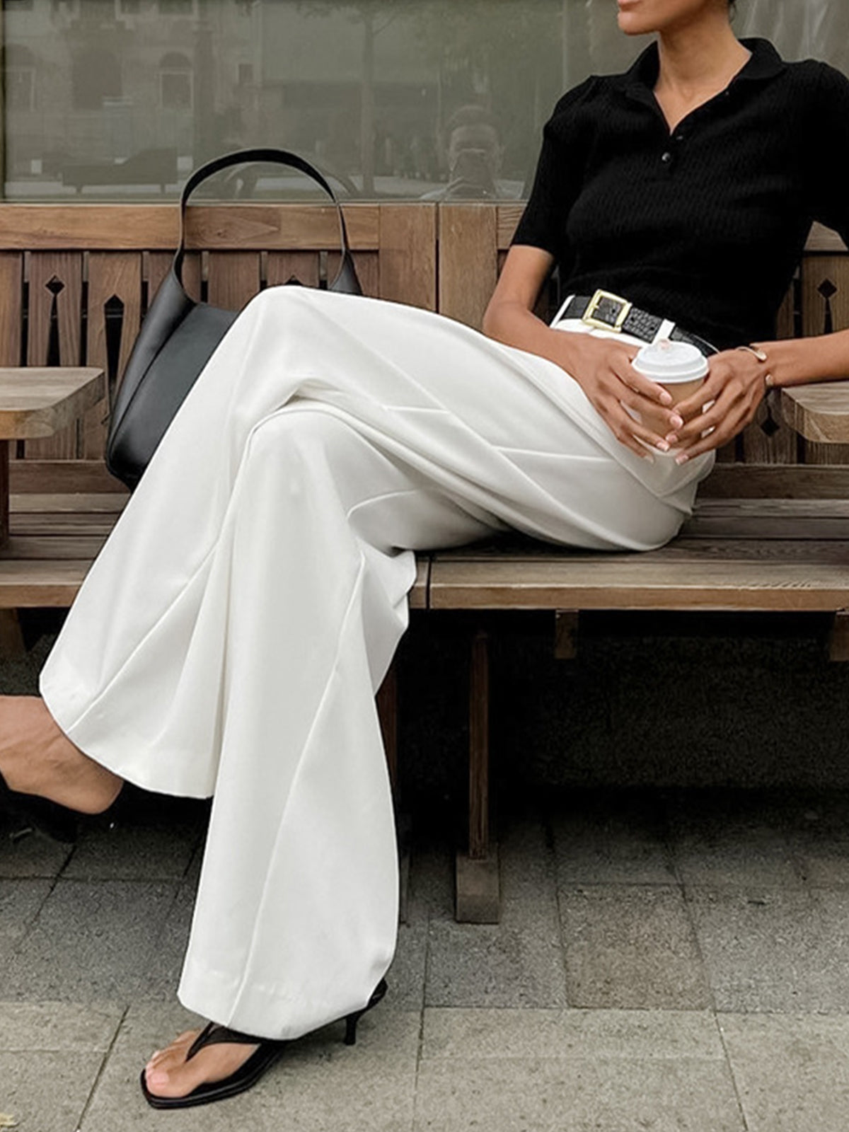 Effen Wide Leg Broek Zonder Riem