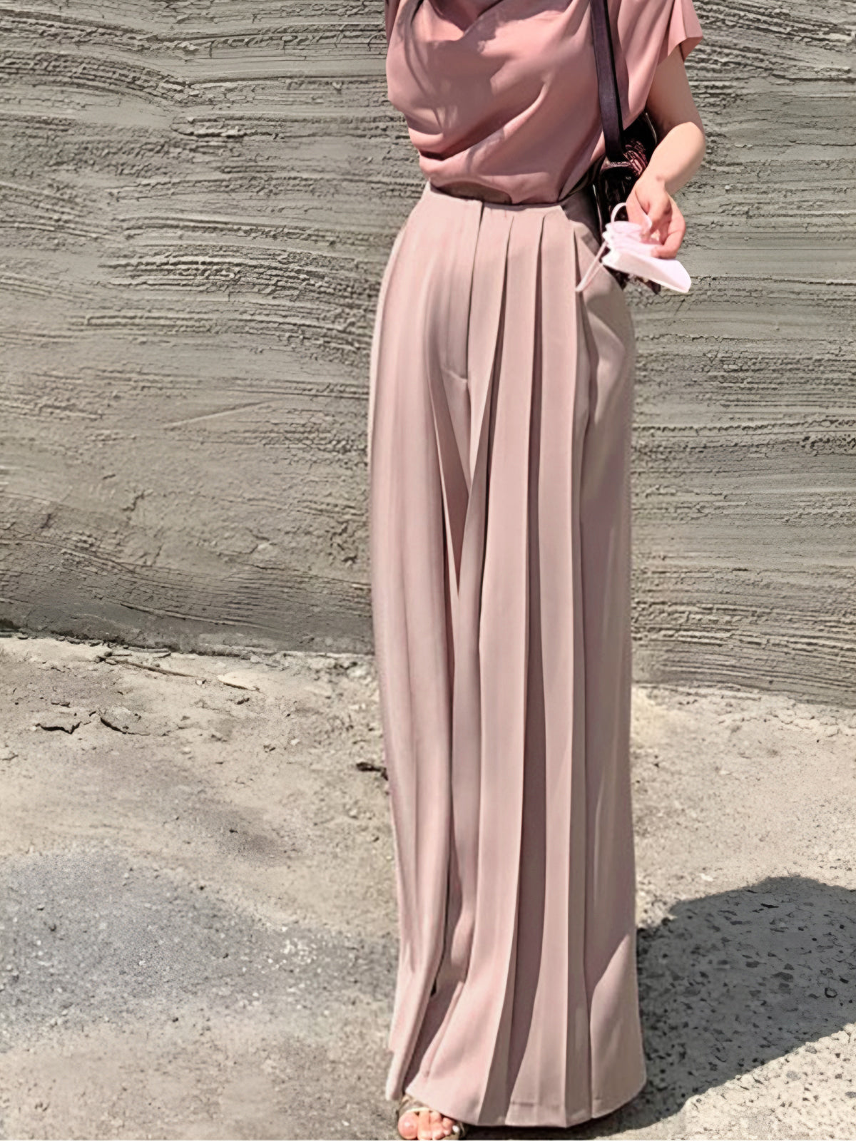 Geplooide Hoge Taille Wide Leg Broek