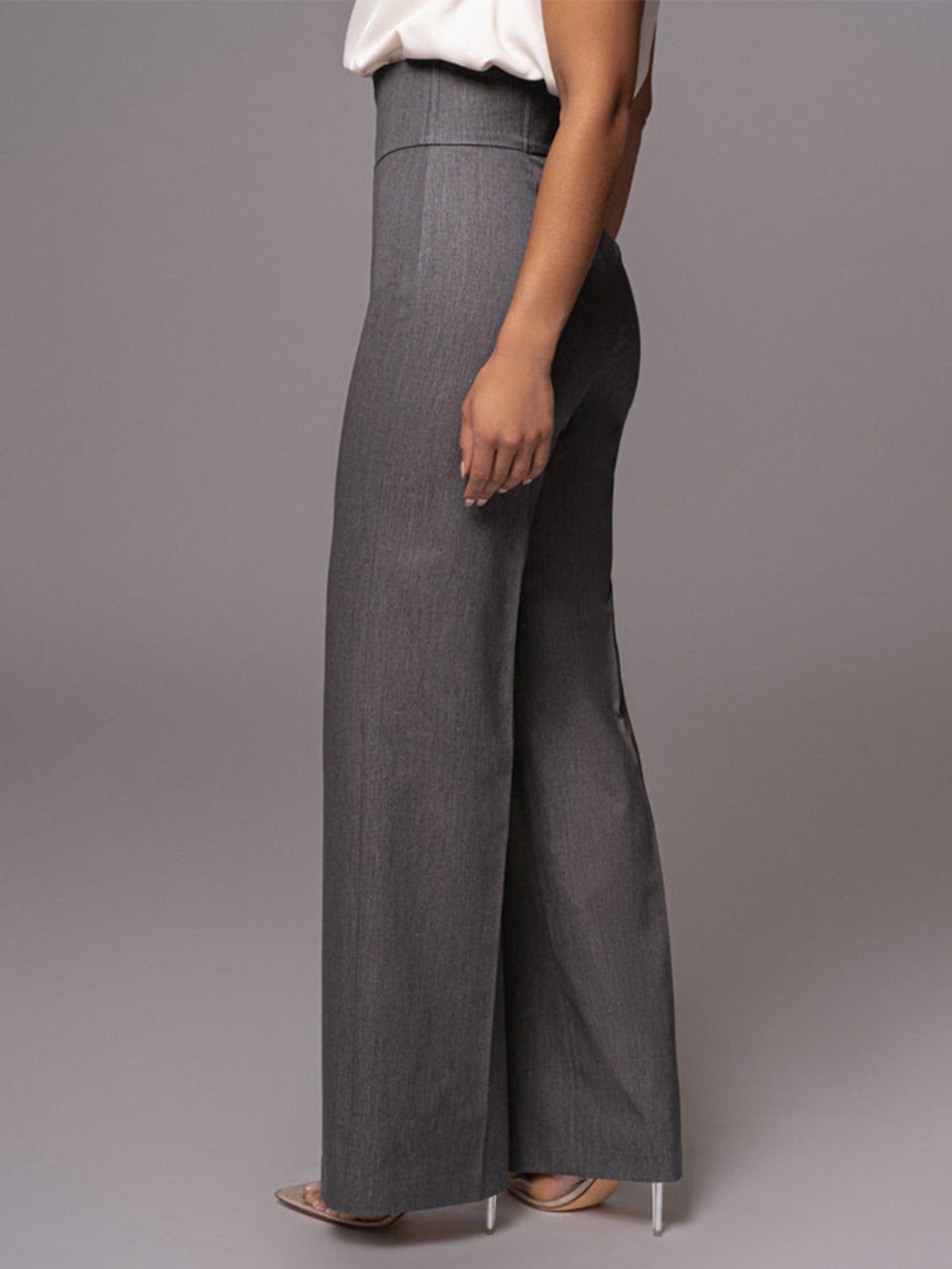 Hoge Taille Rechte Broek met Vetersluiting