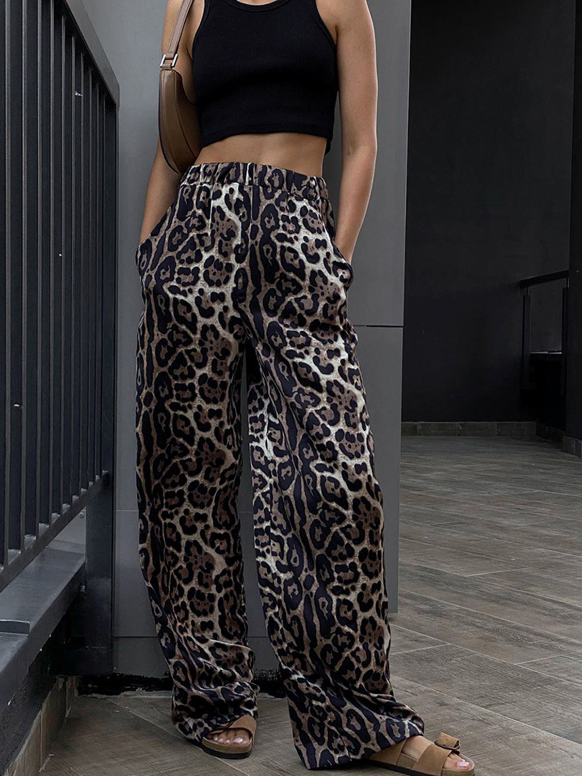 Luipaardprint Wide Leg Broek