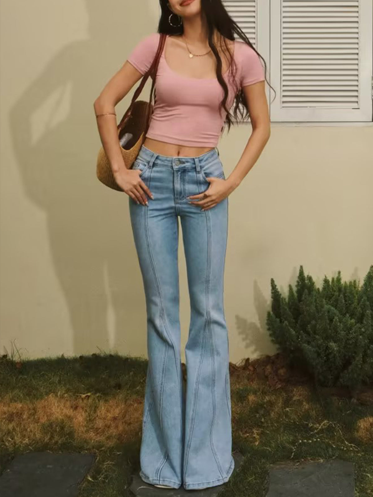 Denim Flare Jeans met Zakken