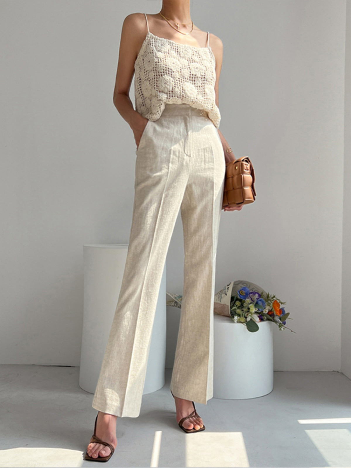 Linnen Blend Rechte Broek