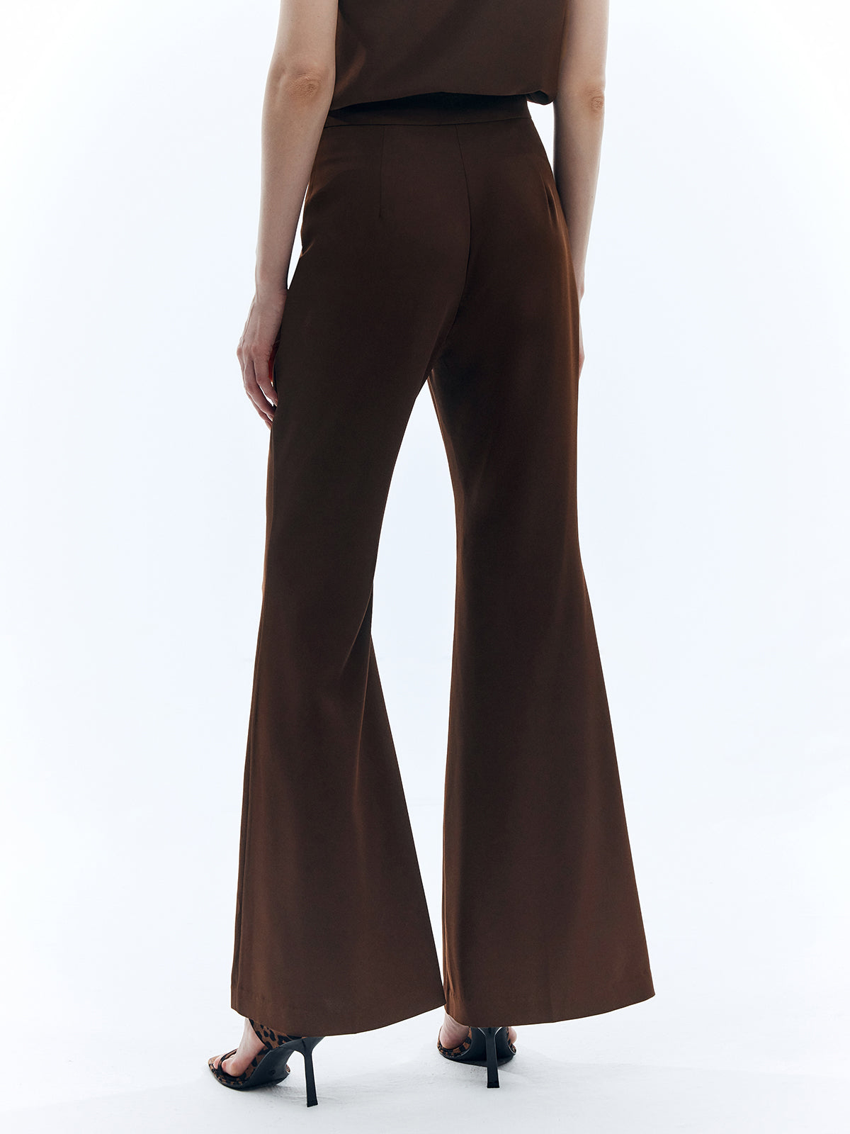 Effen Hoge Taille Flared Broek