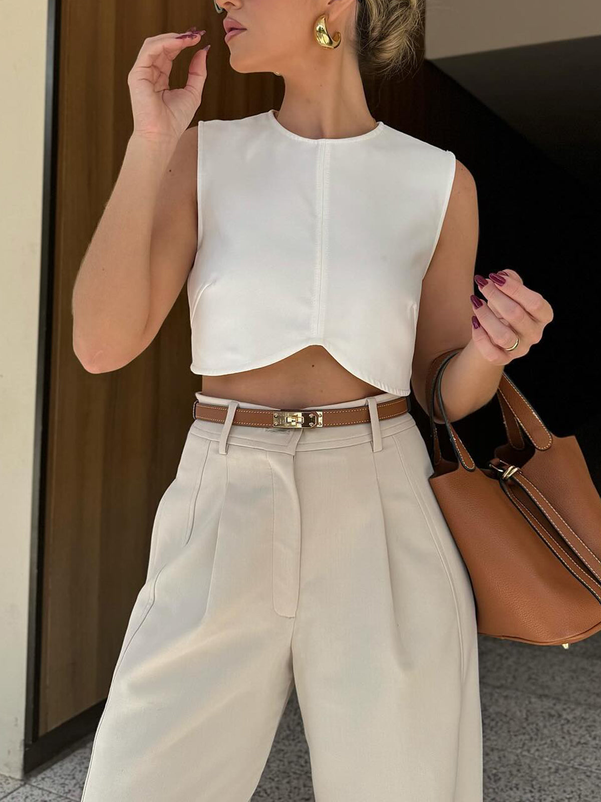 Geplooide Cropped Broek