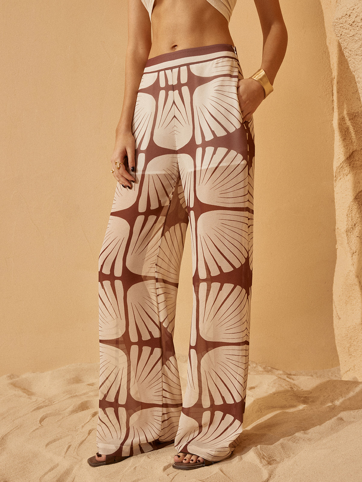 Chiffon Print Wide Leg Broek