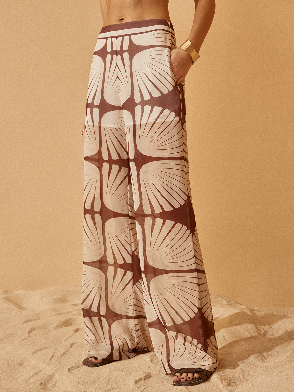 Chiffon Print Wide Leg Broek