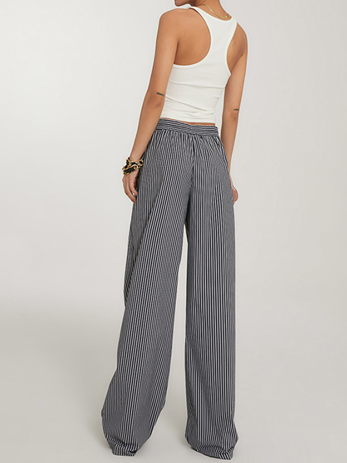 Casual Gestreepte Wide Leg Broek