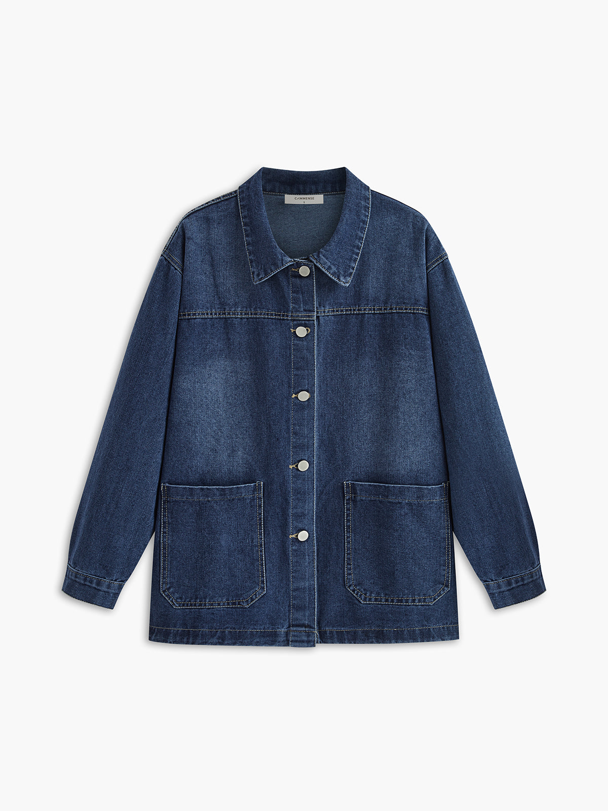 Raverya - Casual Denim Jas Met Revers En Knoopsluiting