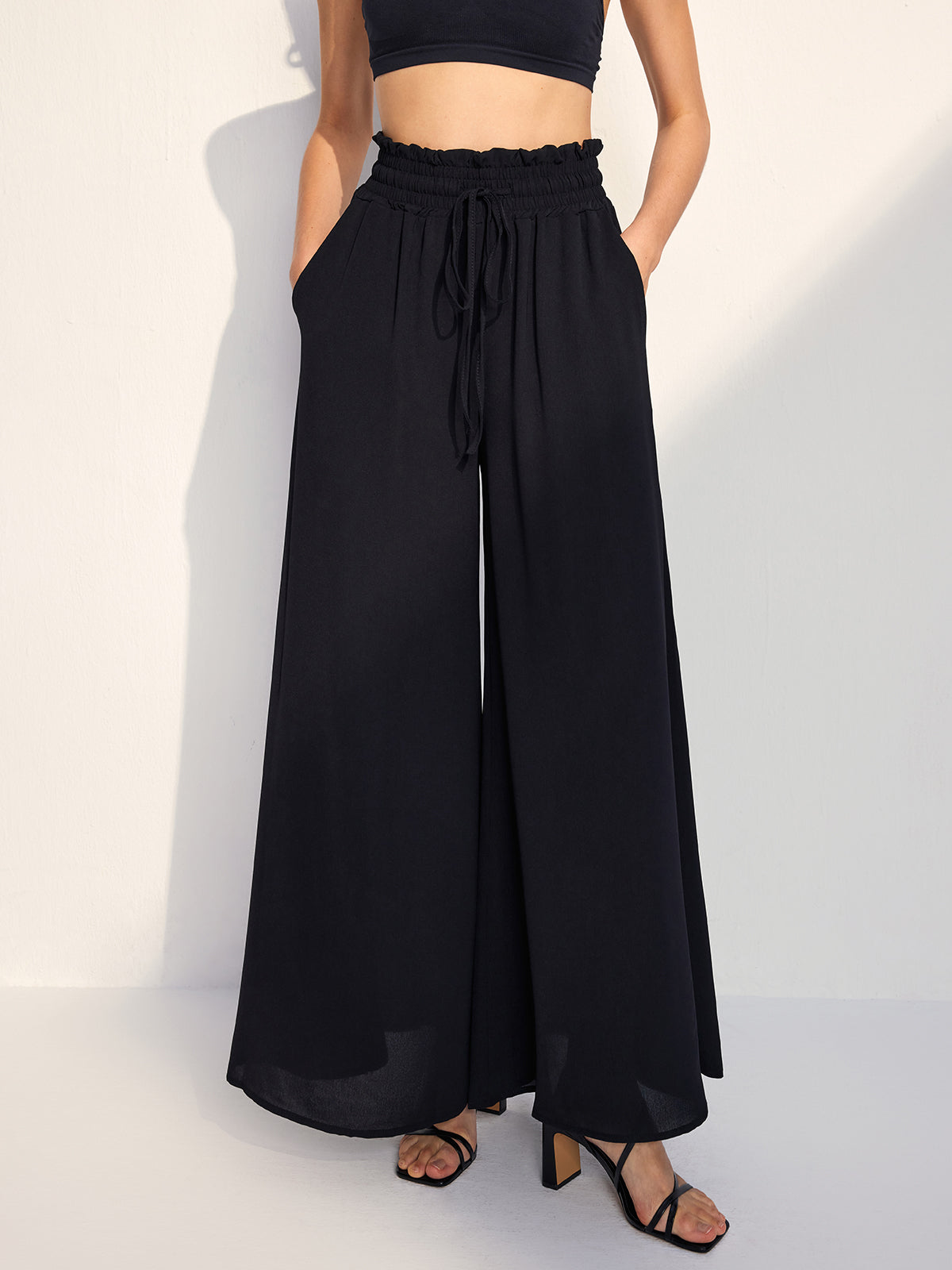 Casual Broek met Trekkoord en Elastische Taille