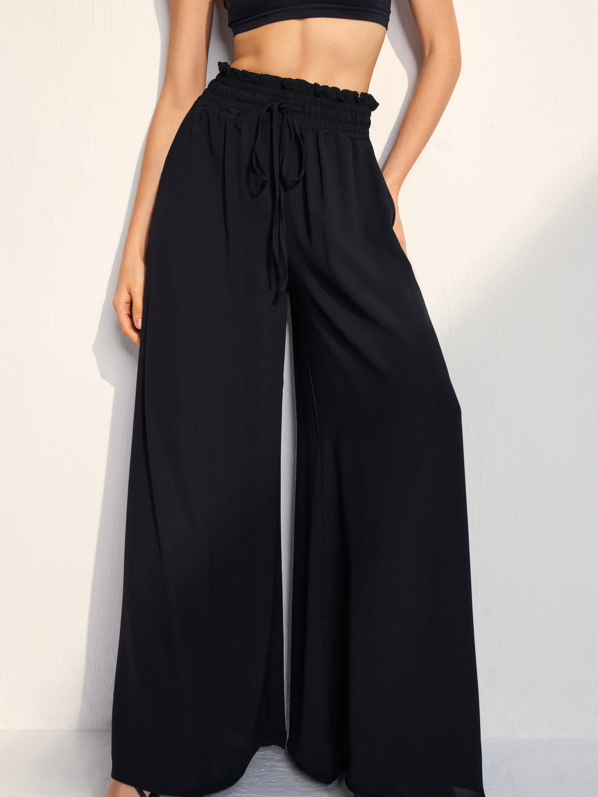Casual Broek met Trekkoord en Elastische Taille