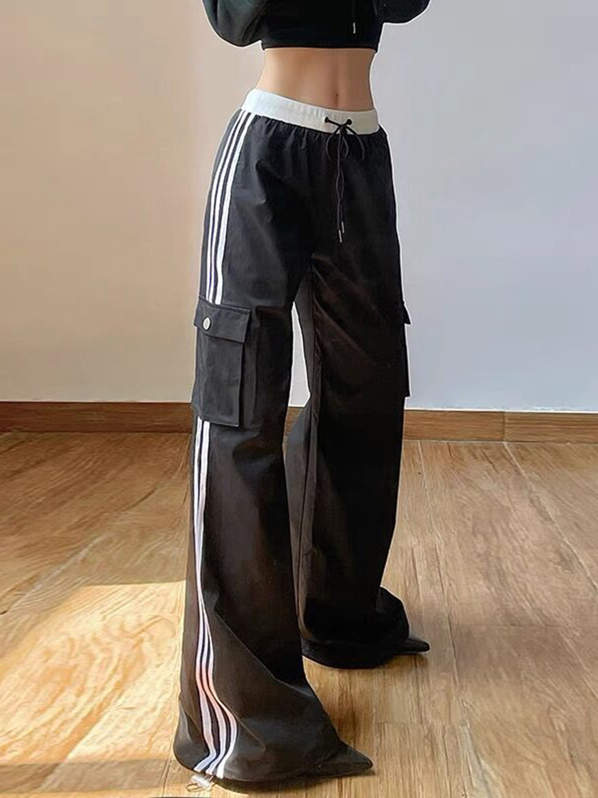 Gestreepte Patchwork Broek met Trekkoord