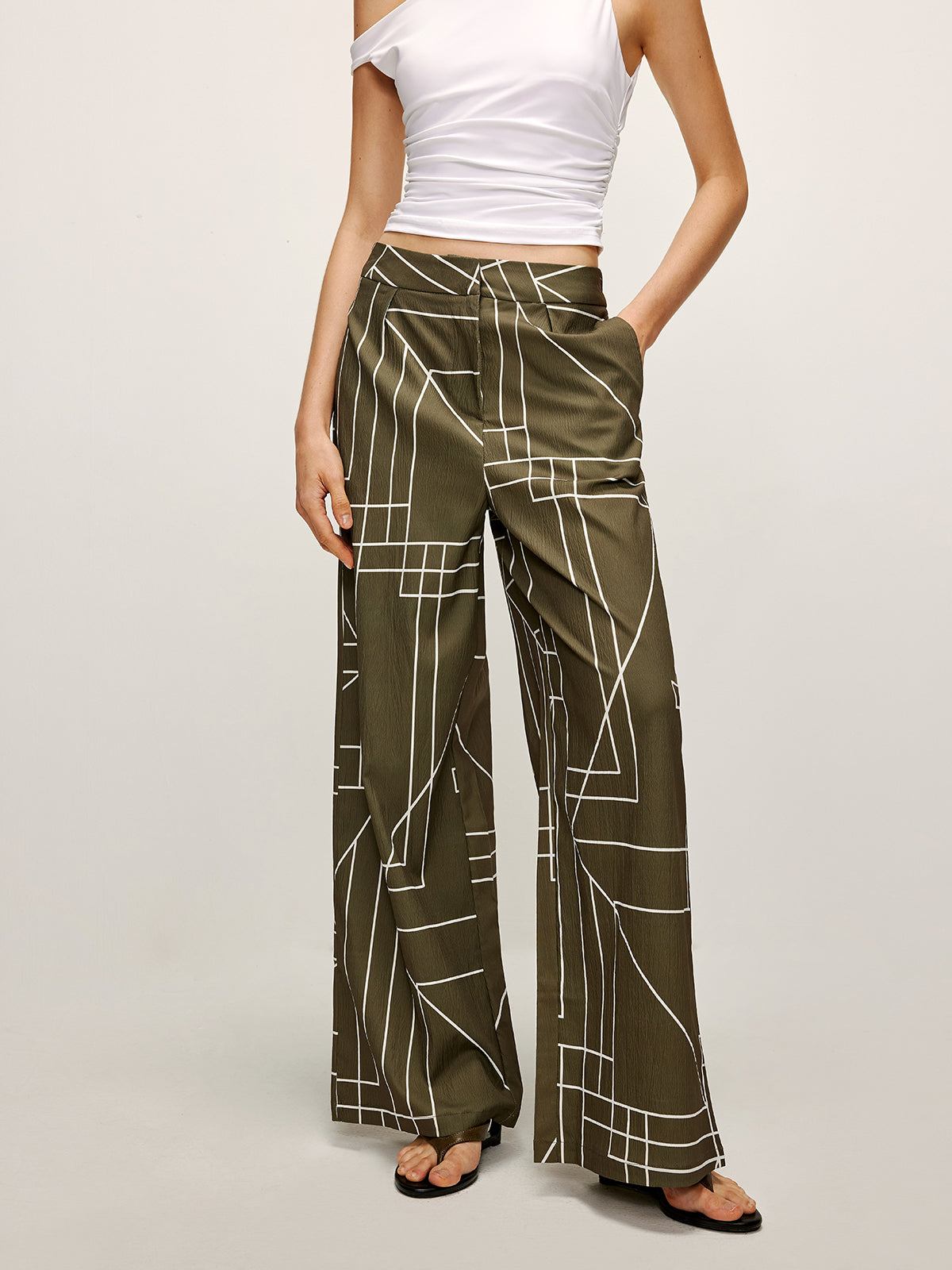 Geprinte Wide-Leg Broek