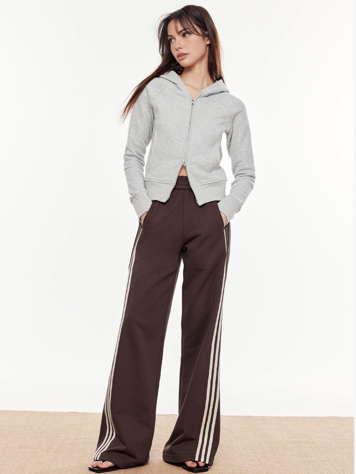 Gestreepte Patchwork Broek met Elastische Taille