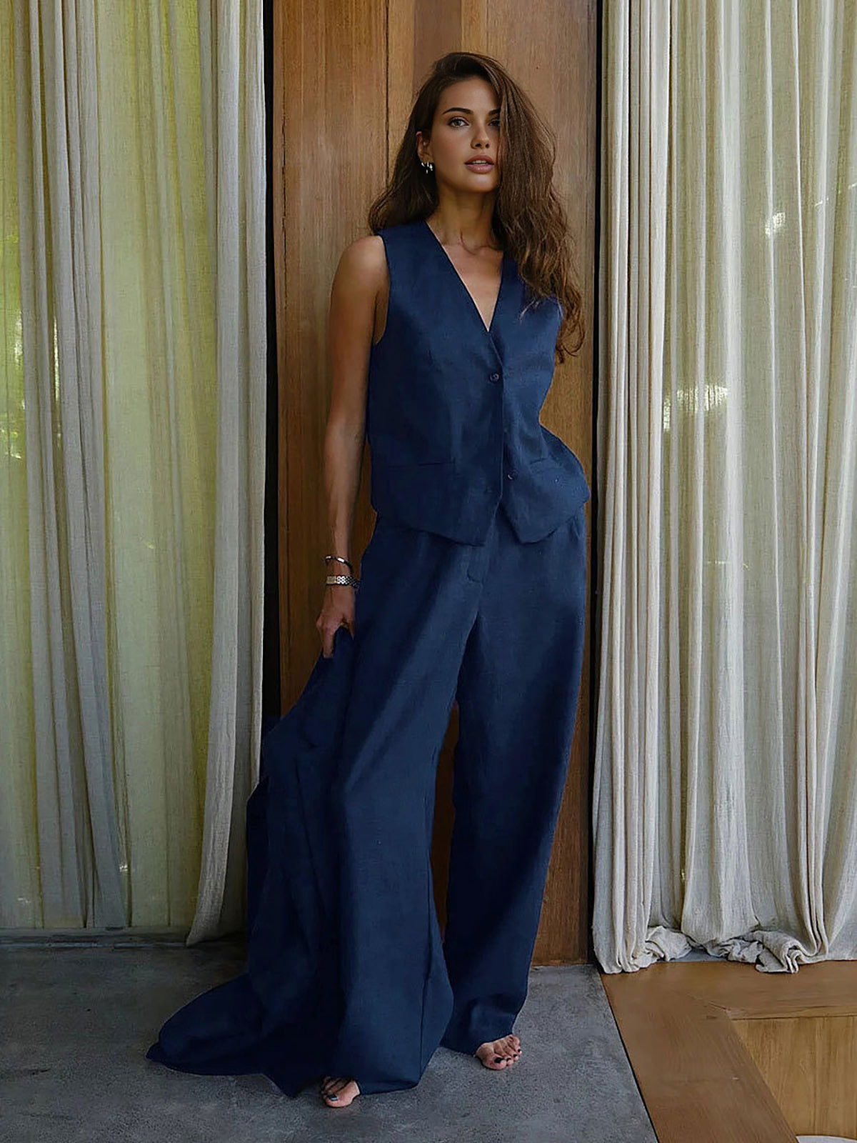 Katoen & Linnen Wide Leg Broek