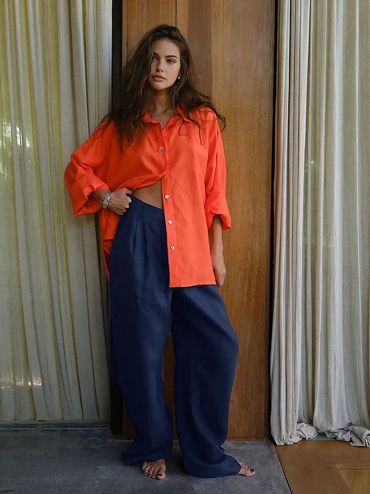 Katoen & Linnen Wide Leg Broek
