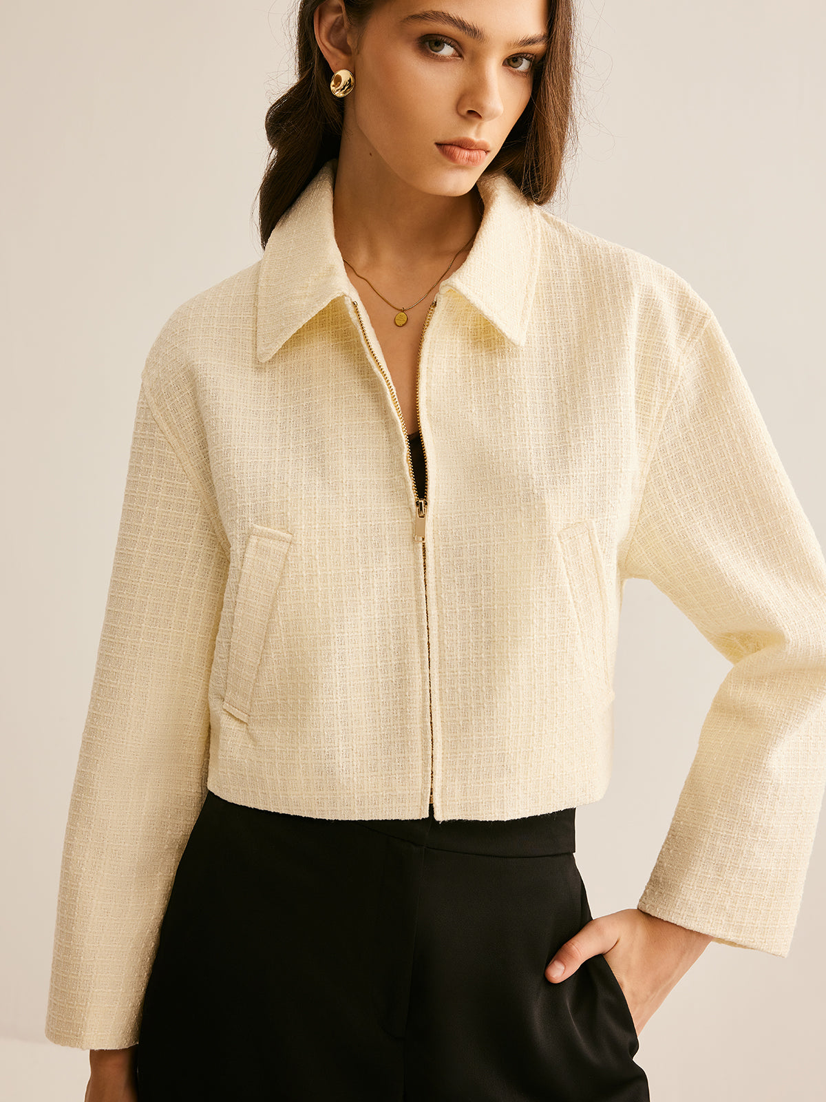 Raverya - Tweed Polo Jas Met Rits