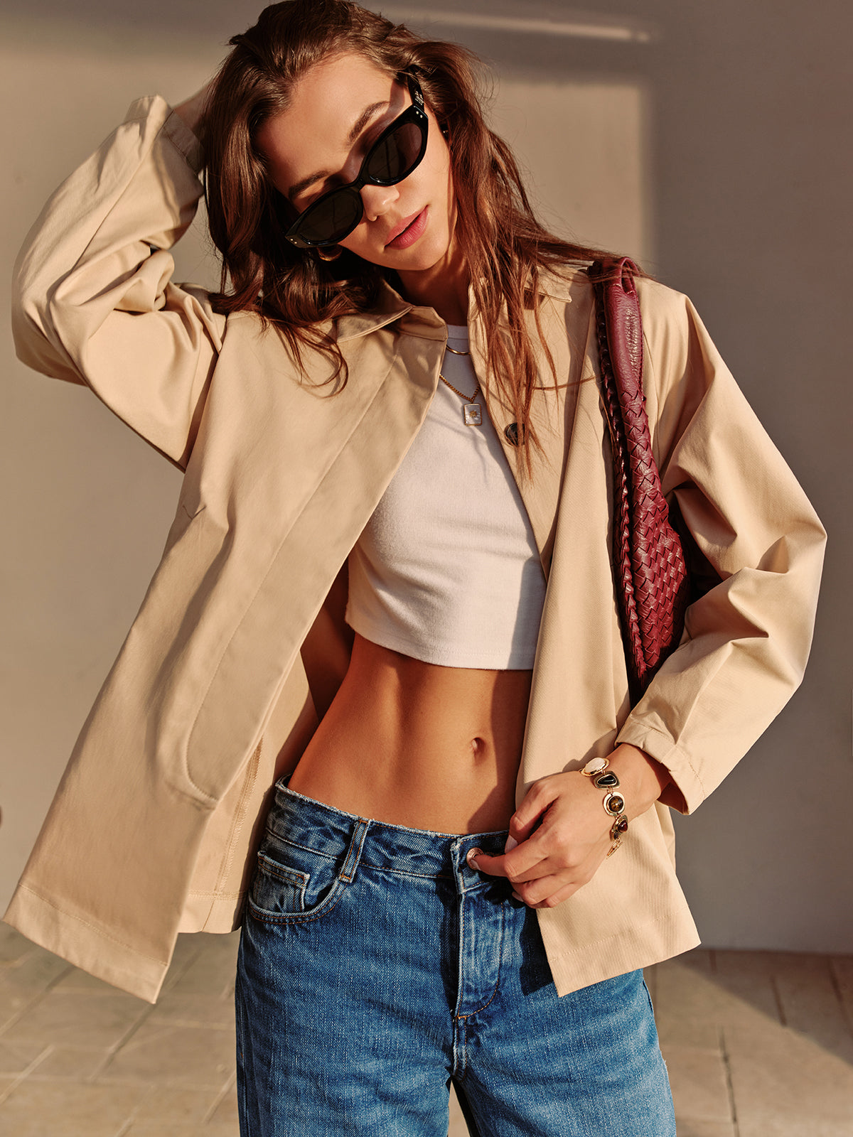 Raverya - Trenchcoat Met Revers En Knoopsluiting