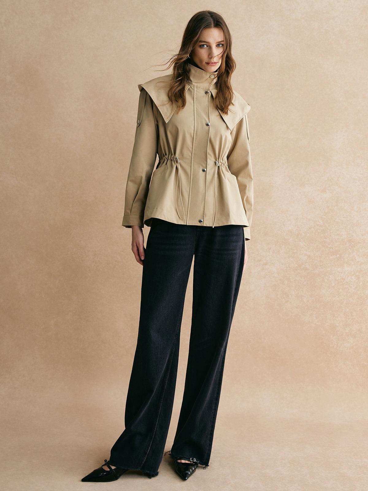 Raverya - Trekkoord Taille Rits Trenchcoat